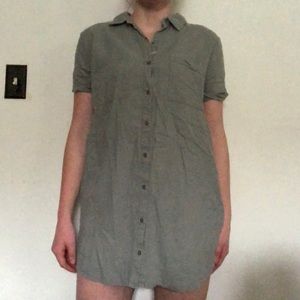 Green button up dress